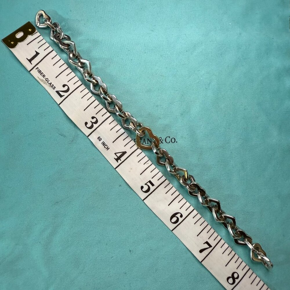 🩵 Tiffany & Co. Sterling Silver & 18K Yellow Gold Bracelet, RARE 8.5" SIZE 🩵